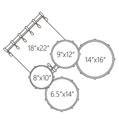 Dixon PODFM522AM Fuse Maple 5 Pieces Acoustic Drum Kit with Hardware - Amber (FM522)