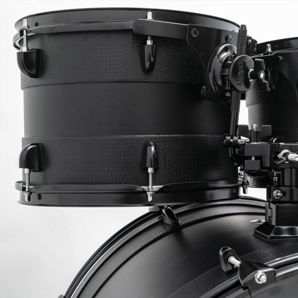 Dixon PODFM522NBG Fuse Maple 5 Pieces Acoustic Drum Kit with Hardware - Ninja Black (FM522)