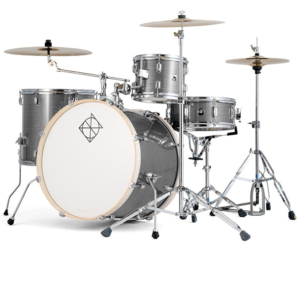 Dixon Spark SP522ASIL Drum Set Complete Standard 5 Piece Drum Kit Bundle Cyclone Silver