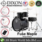 Dixon PODFM522NBG Fuse Maple 5 Pieces Acoustic Drum Kit with Hardware - Ninja Black (FM522)