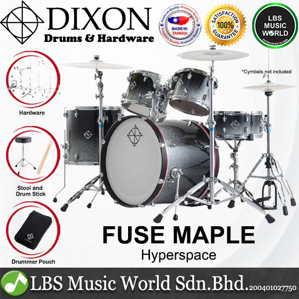 Dixon PODFM522HS Fuse Maple 5 Pieces Acoustic Drum Kit Set - Hyperspace (FM522)