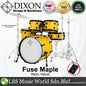 Dixon PODFM522RY Fuse Maple 5 Pieces Acoustic Drum Kit with Hardware - Retro Yellow (FM522)