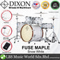 Dixon PODFM522SC Fuse Maple 5 Pieces Acoustic Drum Kit with Hardware - Snow White (FM522)