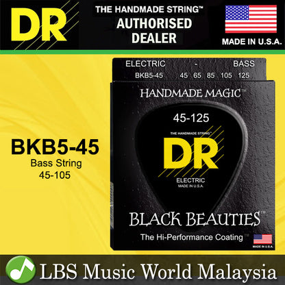 DR Strings BKB5-45 Black Beauties Coated Steel 5 String Bass Guitar - Medium (45-125)