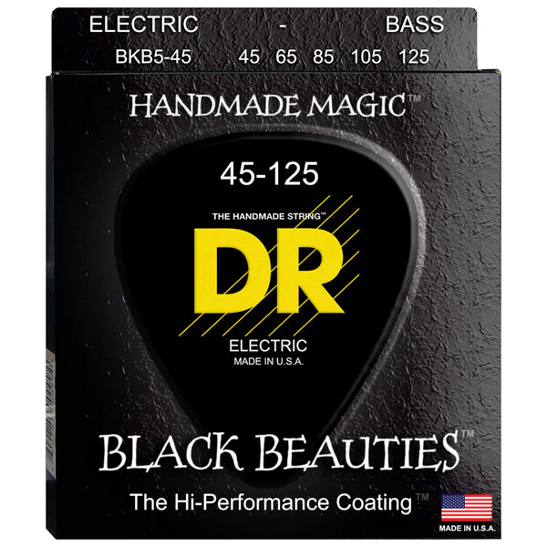 DR Strings BKB5-45 Black Beauties Coated Steel 5 String Bass Guitar - Medium (45-125)