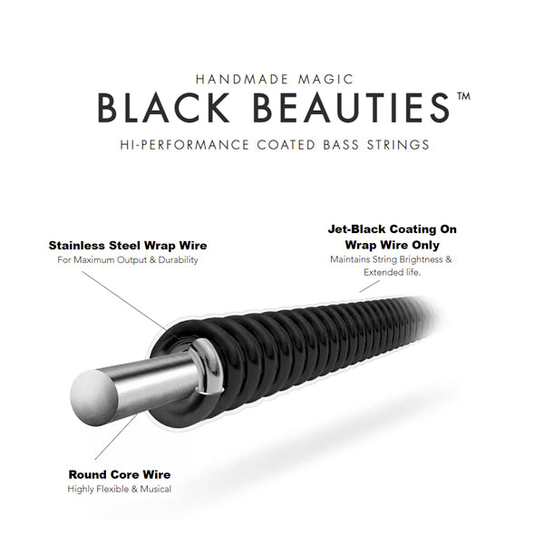 DR Strings BKB5-45 Black Beauties Coated Steel 5 String Bass Guitar - Medium (45-125)