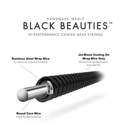 DR Strings BKB5-45 Black Beauties Coated Steel 5 String Bass Guitar - Medium (45-125)