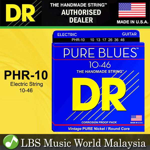 DR Strings PHR-10 Pure Blues Vintage Nickel Electric Guitar Strings - Medium (10-46)
