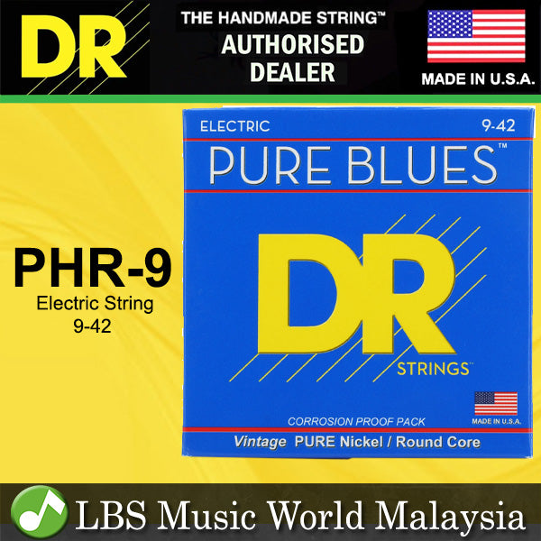 DR Strings PHR-9 Pure Blues Vintage Nickel Electric Guitar Strings - Light (9-42)