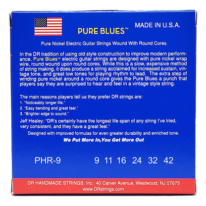 DR Strings PHR-9 Pure Blues Vintage Nickel Electric Guitar Strings - Light (9-42)
