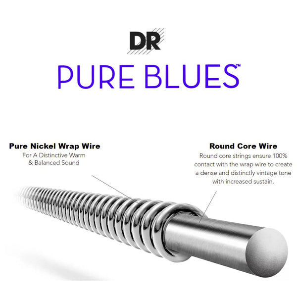 DR Strings PHR-9 Pure Blues Vintage Nickel Electric Guitar Strings - Light (9-42)