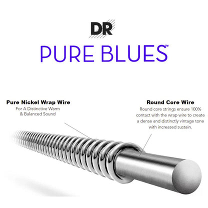 DR Strings PHR-9 Pure Blues Vintage Nickel Electric Guitar Strings - Light (9-42)