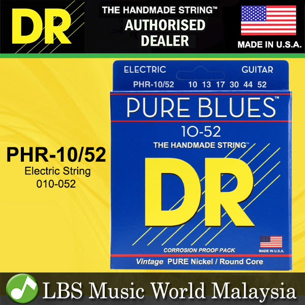 DR Strings PHR-10/52 Pure Blues Nickel Electric Guitar Strings - Medium to Heavy 10-52 (PHR1052)