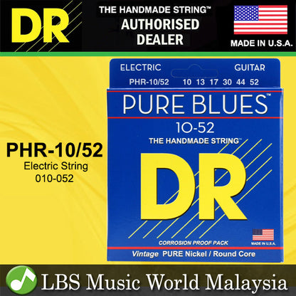 DR Strings PHR-10/52 Pure Blues Nickel Electric Guitar Strings - Medium to Heavy 10-52 (PHR1052)
