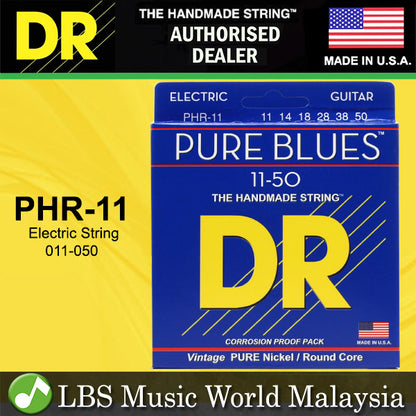 DR Strings PHR-11 Pure Blues Nickel Plated Electric Guitar Strings - Heavy 11-50 (PHR11)