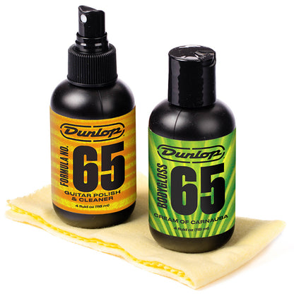 Jim Dunlop 6501 Formula 65 Guitar Polish Kit Polish, Cleaner and Gloss with Cloth - 4oz