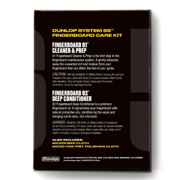 Jim Dunlop 6502 System 65 Guitar Fingerboard Kit, Cleaner, Conditioner Oil with Cloth