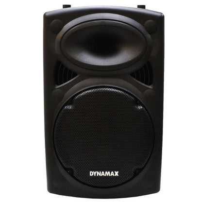 Dynamax PRO101D 250 Watt 10 Inch Active Bluetooth Portable Speaker System with 2 Wireless Handheld Microphone (PRO101 D)
