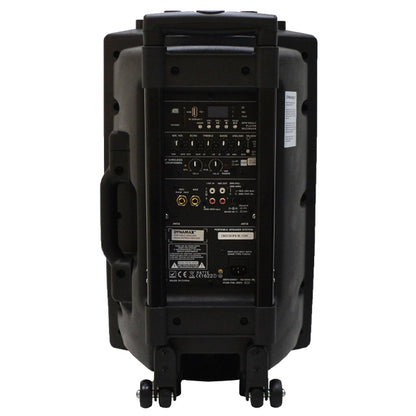 Dynamax PRO101D 250 Watt 10 Inch Active Bluetooth Portable Speaker System with 2 Wireless Handheld Microphone (PRO101 D)