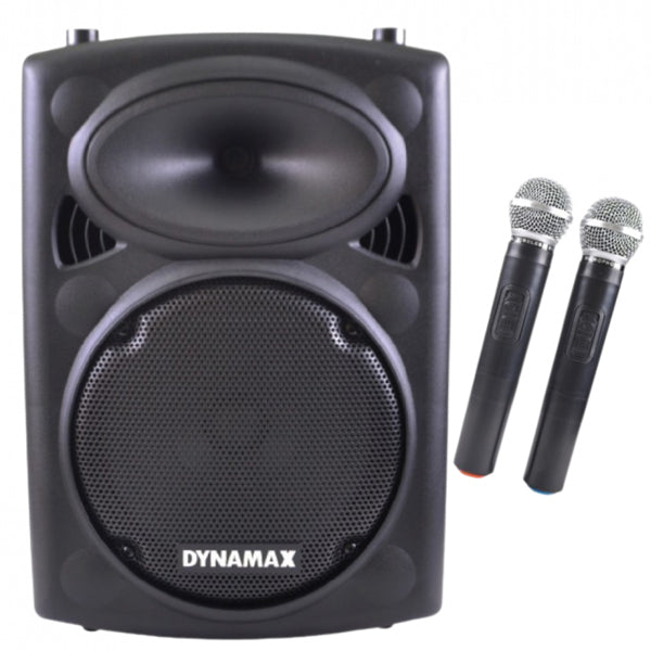 Dynamax PRO151D 450 Watt 15 Inch Active Bluetooth Speaker System with 2 Wireless Handheld Microphone