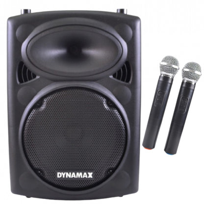 Dynamax PRO151D 450 Watt 15 Inch Active Bluetooth Speaker System with 2 Wireless Handheld Microphone