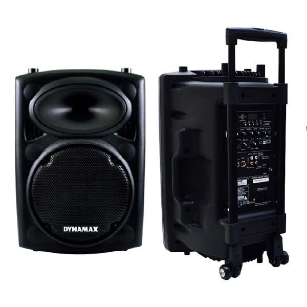 Dynamax PRO121C 250Watt 12 Inch Bluetooth Active Portable PA System Active Speaker with 2 Handheld Microphone