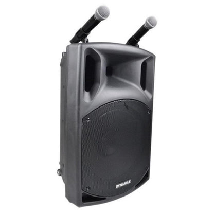 Dynamax PRO151D 450 Watt 15 Inch Active Bluetooth Speaker System with 2 Wireless Handheld Microphone
