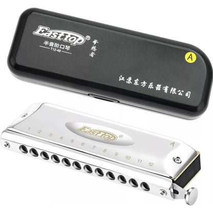 Easttop T1248-C 12 Holes 48 Tones Professional Stainless Steel Chromatic Harmonica - C Key (T1248)