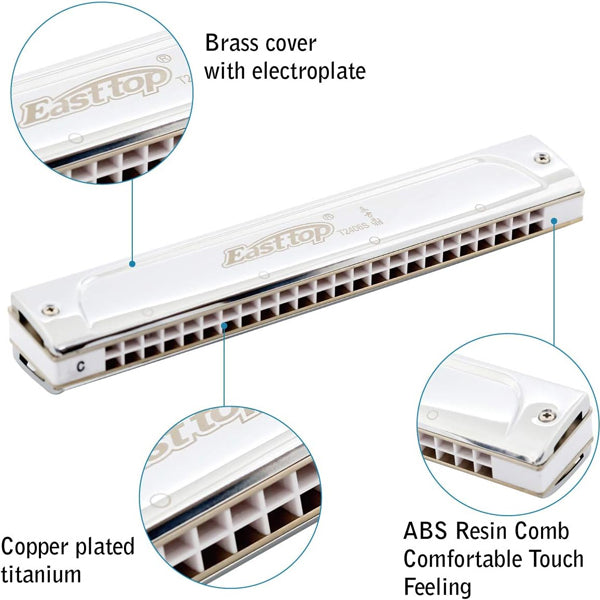 Easttop T2406S 24 Holes Professional Tremolo Mouth Organ Harmonica - A B C D E F G