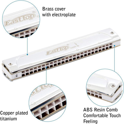 Easttop T2406S 24 Holes Professional Tremolo Mouth Organ Harmonica - A B C D E F G