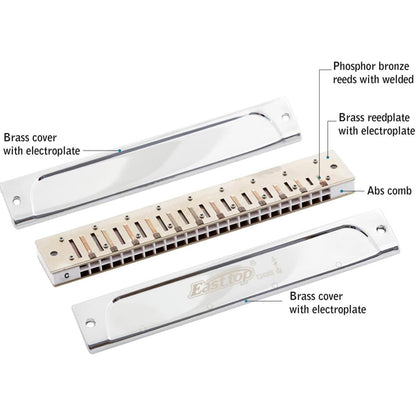 Easttop T2406S 24 Holes Professional Tremolo Mouth Organ Harmonica - A B C D E F G