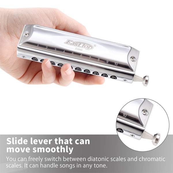 Easttop T1040-C 10 Holes 40 Tones Professional Chromatic Harmonica - C Key (T1040)