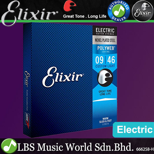 Elixir 12025 Polyweb Electric Guitar Nickel Plated Steel Custom Light (9-46)