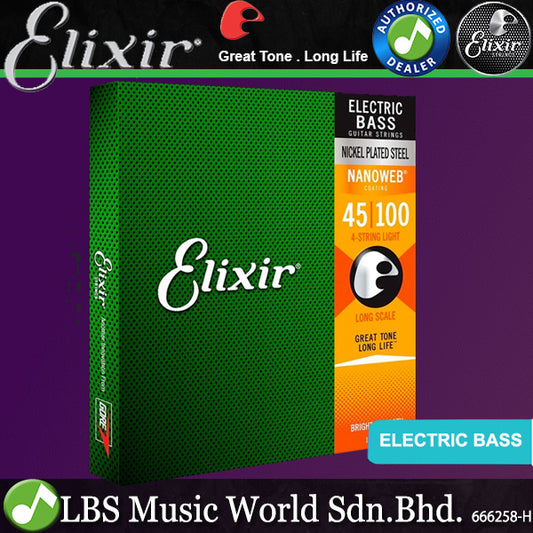 Elixir 14052 Nanoweb Light Long Scale 4 String Electric Bass Guitar String (45-100)