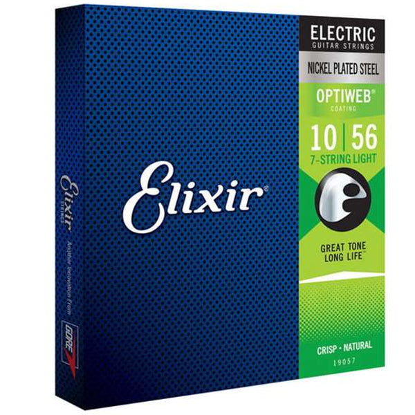Elixir 19057 Optiweb 7 String Electric Guitar Nickel Plated Steel Light Crisp Focus Natural Tone (10-56)