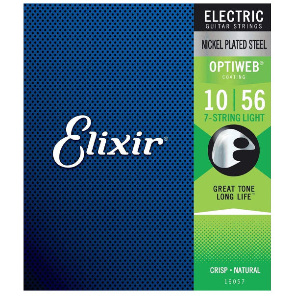 Elixir 19057 Optiweb 7 String Electric Guitar Nickel Plated Steel Light Crisp Focus Natural Tone (10-56)