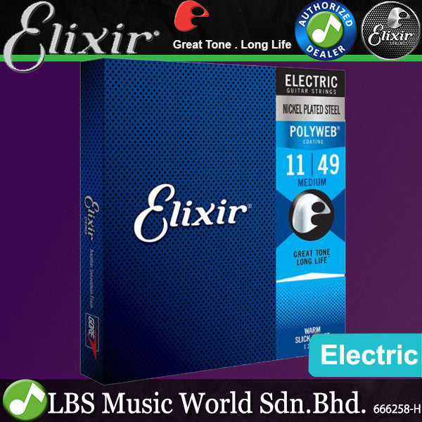 Elixir 12100 Polyweb Electric Guitar String Nickel Plated Steel (11-49)