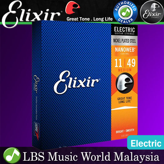 Elixir 12102 Nanoweb Coating Medium Gauge Electric Guitar String (10-46)