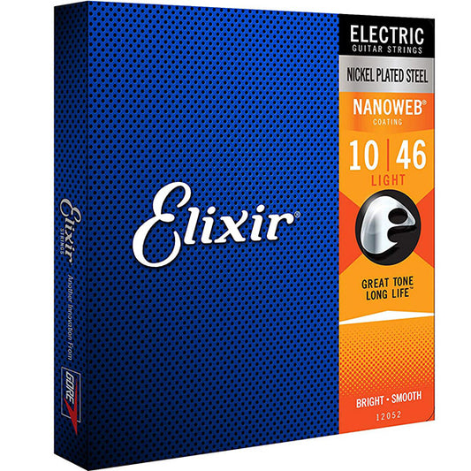 Elixir 12052 Nanoweb Electric Guitar String Nickel Plated Steel Light Bright Smooth (10-46)