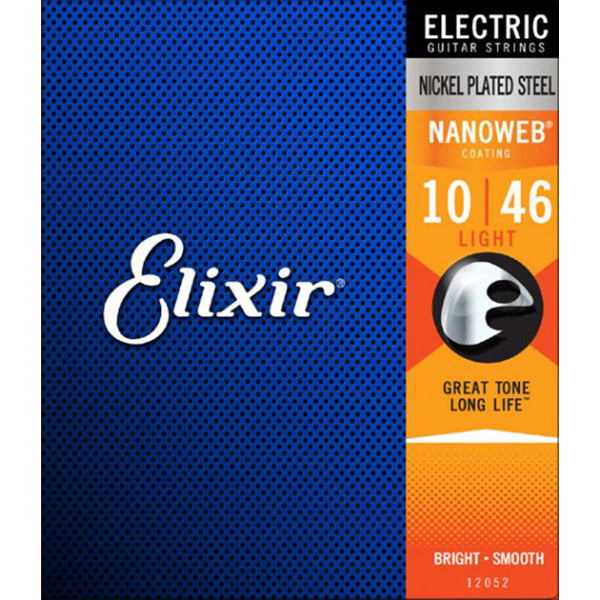 Elixir 12052 Nanoweb Electric Guitar String Nickel Plated Steel Light Bright Smooth (10-46)
