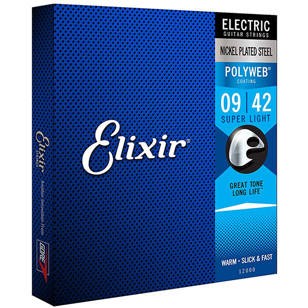 Elixir 12000 Polyweb Electric Guitar String Nickel Plated Steel Super Light Warm (9-42)