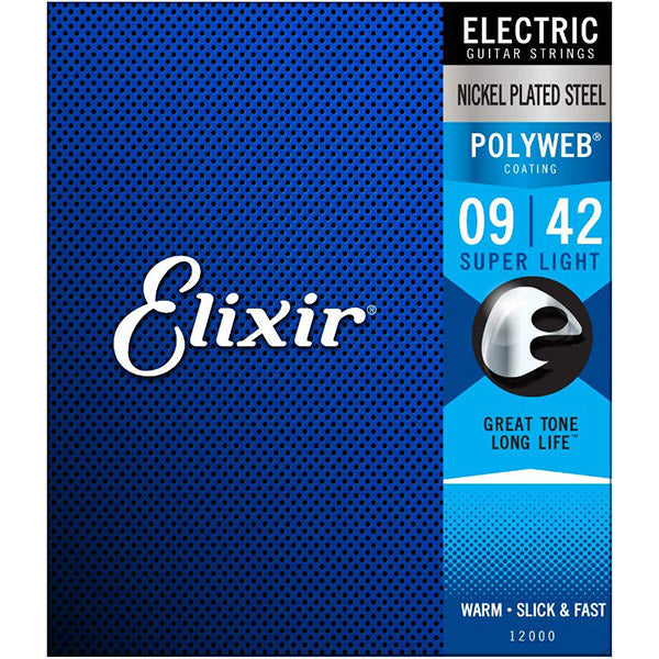 Elixir 12000 Polyweb Electric Guitar String Nickel Plated Steel Super Light Warm (9-42)