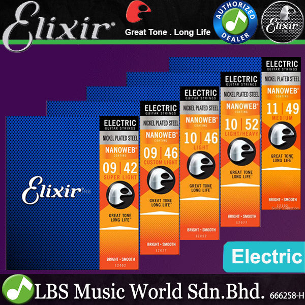 Elixir 12002 Nanoweb Electric Guitar String Nickel Plated Steel Super Light (9-42)
