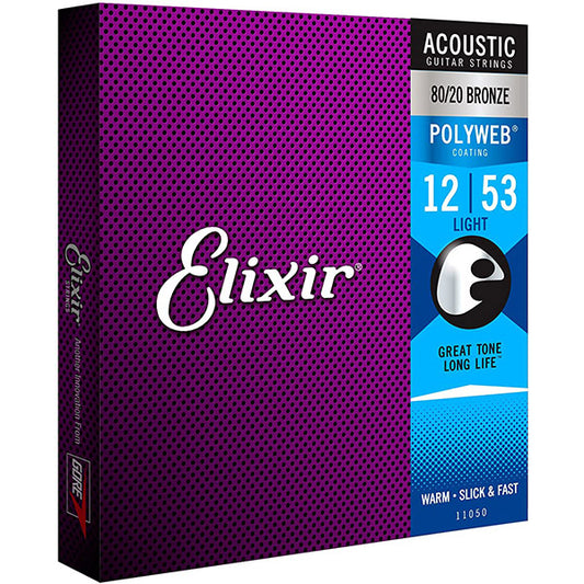 Elixir 11050 Polyweb Acoustic Guitar String 80/20 Bronze Light Warm Slick Fast (12-53)