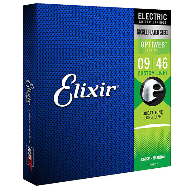 Elixir 19027 Optiweb Electric Guitar String Nickel Plated Steel Custom Light (09-46)