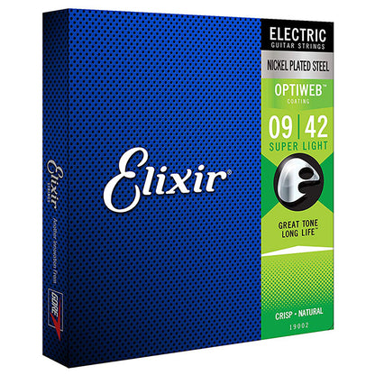 Elixir 19002 Optiweb Electric Guitar String Nickel Plated Steel Super Light (09-42)