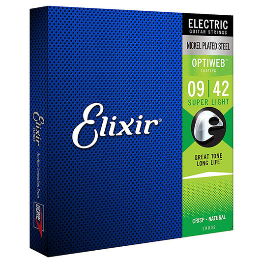 Elixir 19002 Optiweb Electric Guitar String Nickel Plated Steel Super Light (09-42)