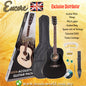 ENCORE EWP-100BK Dreadnought Black Acoustic Guitar Black Bundle Starter Pack Package