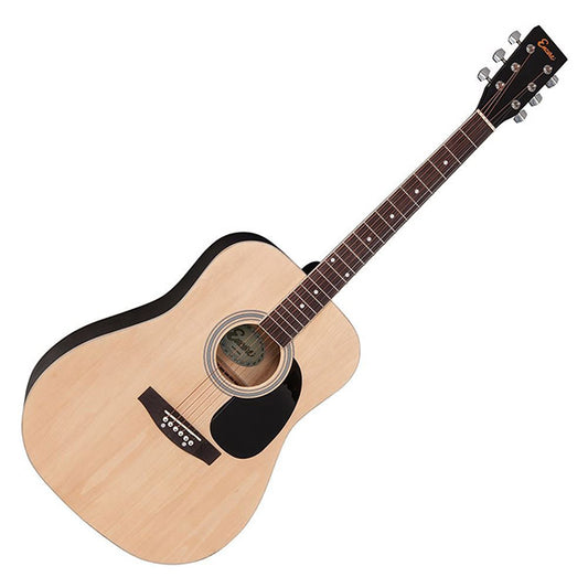 ENCORE EWP-100N Dreadnought Natural Wood Acoustic Guitar Bundle Starter Pack Package
