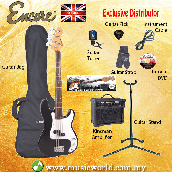 ENCORE EBP-E4BLK Bass Guitar Package Starter Pack Electric Bass Guitar Bundle